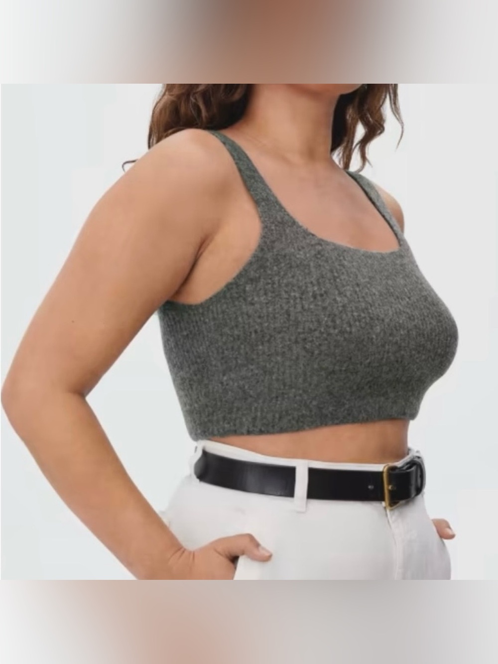Everlane Grey Ribbed Knit Crop Tank